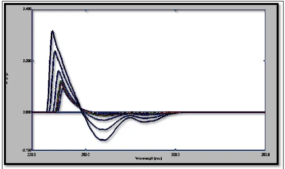 Figure 2: The first derivative absorption spectra of FLUR at different concentrations (1DD 259)