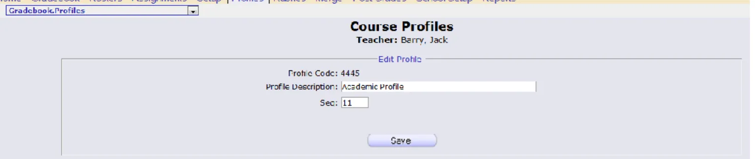 Figure 5 – The “Rename” Course Profile Screen 