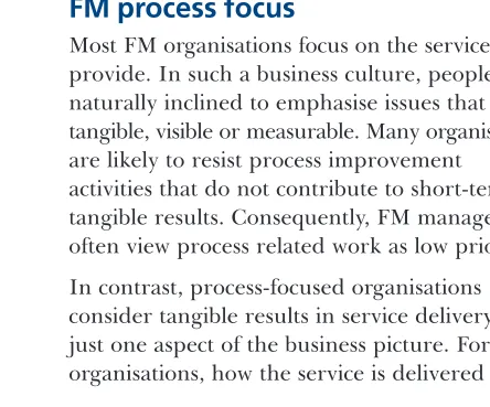 Table 2: Characteristics of a process focused organisation