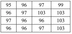 Figure 2. A sub-image A with n=4, N=16, m=95, b=9& B=4. 