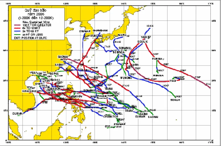 Figure 3. West Pacific Ocean typhoon tracks 