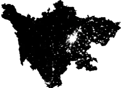 Figure 6. DMSP data with a light intensity greater than 6.  