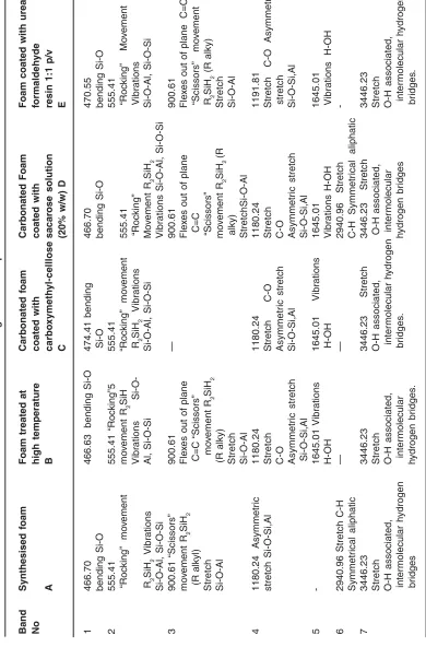 Table 1:  Vibrations and bending of infrared spectra of ceramic foams