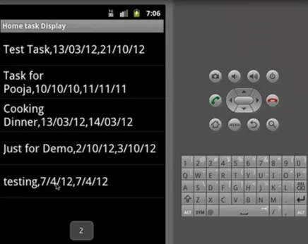 Figure 3(e): Tasks visible to mobile user searched from Home server 