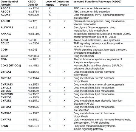 Table 1: Selection of hepatotoxicity markers and their function 