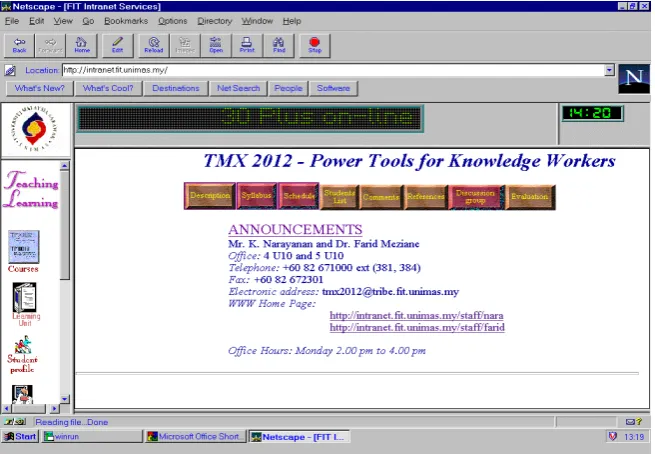 Figure 1: The course home page 