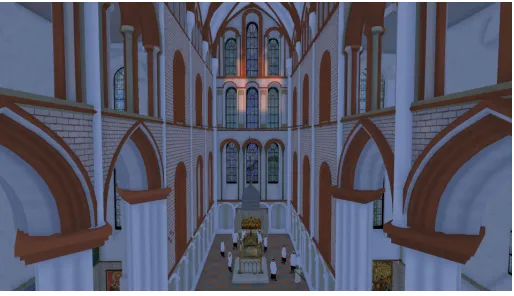 Fig. 1. Scene with Avatars in St Andrews Cathedral Reconstruction.