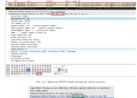 Fig. 2.3. Malicious HTTP header during the attack scenario
