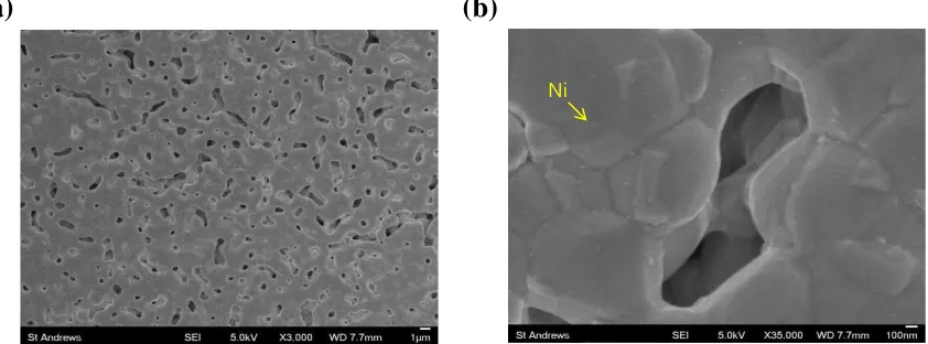 Figure 5. (a) I-V curves and (b) impedance spectra in H 2 at 650oC for Ni-GDC anode supported cells with/without LCNT catalyst layer