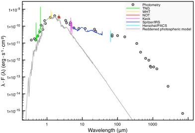 Fig. 2. SED of FT Tau. All the available photometric and spectroscopic non-simultaneous observations are plotted