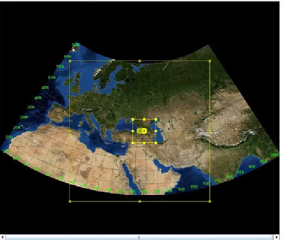 Fig. 3.1. Location of the study area. Coarse and nested domains.