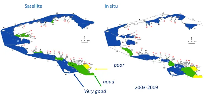 Figure 1: Exploitation of Earth Observation (Ocean Colour) for characterisation of water masses for WFD - MARCOAST 