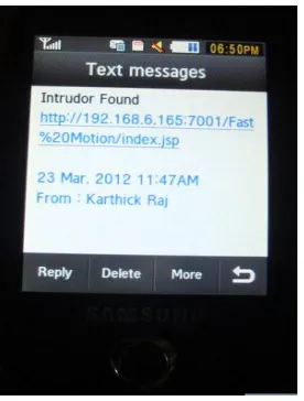 Fig 5.  Message sent to client’s mobile 