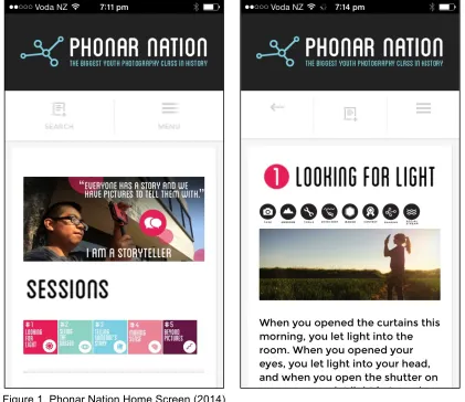 Figure 1. Phonar Nation Home Screen (2014) 