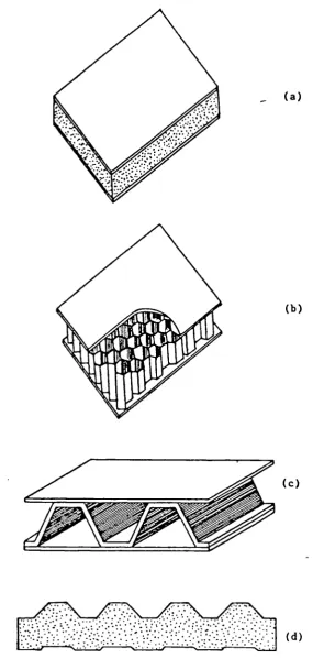 Figure 1.1 Sandwich panels with (a) rigid foam core