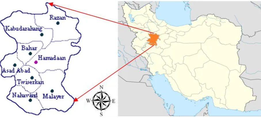 Fig. 1. Map of study area in Hamadan Province, western Iran