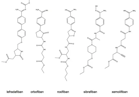 Figure 9. Structures of orally active, small molecule IIb3 antagonists. 