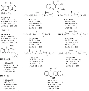 Figure 12. Some 3-(2,3-epoxypropoxy)xanthones and their epoxide ring opened halohydrin analogues   