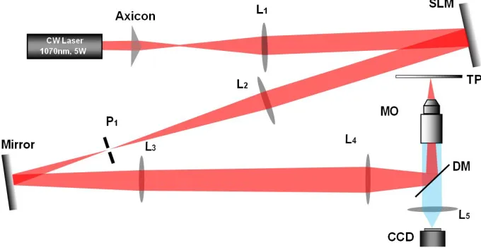 Figure 1. Optical setup used for trapping with a perfect vortex beam.