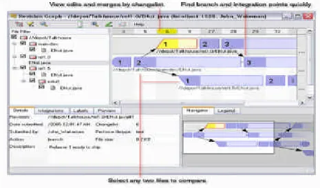 Fig. 2. Visualization of the evolution of a software item with Perforce. 