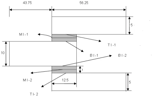 Fig. 1 Geometry of the double lap joint (All the dimensions are in mm) 