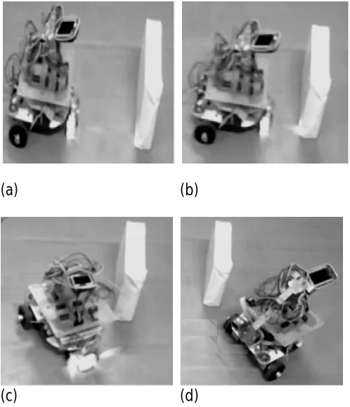 Fig. 8(a) to (d): Maneuvering of prototype robot 