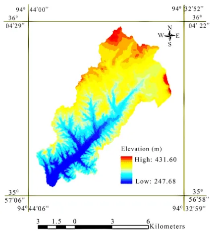 Figure 1. Digital Elevation Model of Peacheater Creek wa-tershed.  