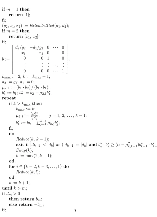 Figure 1: The LLL based gcd algorithm9