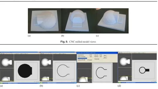 Fig. 8. CNC milling process: (a) CNC milling machine in operation; (b) CNC milling machine operating rough milling process