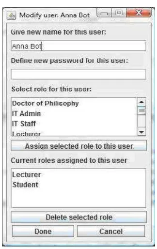 Fig. 4.9. Platform - User modiﬁcation window