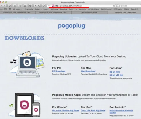 Figure A-1: What a Mac OXS Lion user sees with Pogoplug software installed Figure A-2: What a Windows XP user sees with Pogoplug software installed Figure A-3: What an iPod Touch user sees with Pogoplug software installed