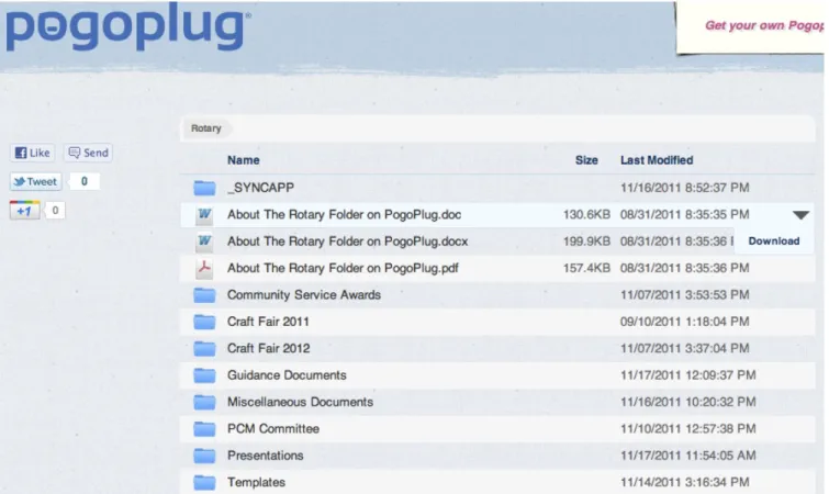 Figure 2: Downloading Files in the Rotary Folder