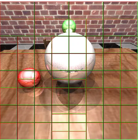 Fig. 4.1. A frame in the walk-trough for scene ERW6-4, with the tiling shown.