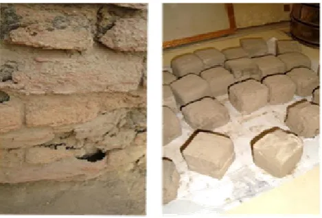 Figure 8.  The brick and the healthy salt free adobe material in historic site 