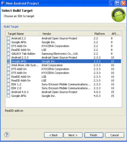 Figure 4: Selecting the Build Target 