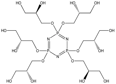 Fig 1 : Structure of Hexa propylene glycolcyclotriphosphazene (HPGCP) 