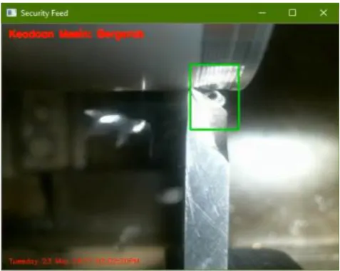 Figure 7.  A green contour was marked to enclose the sharp edge area. The image was cropped from a video while in the analysis mode that was the reason behind the low-quality image