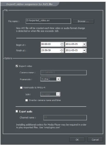 Figure 8: Archive – export to .avi 