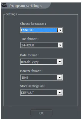 Figure 2: Configuration of the program  parameters 