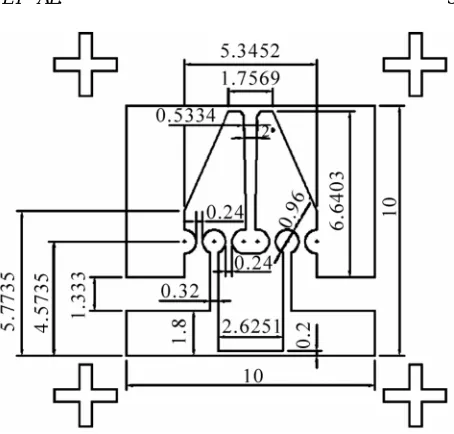 Figure 3. Mask designed for fabricating microgripper (Unit: mm).  