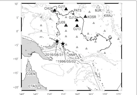 Fig. 1 Map showing seismological stations of the OJP array and permanent stations around the OJP