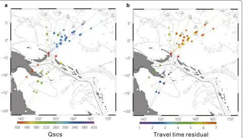 Table 1 Qet al. ScS, standard errors, travel time residuals, and theoretical travel time residuals calculated from S40RTS (Ritsema 2010), and pairs of multiple ScS used in the present study
