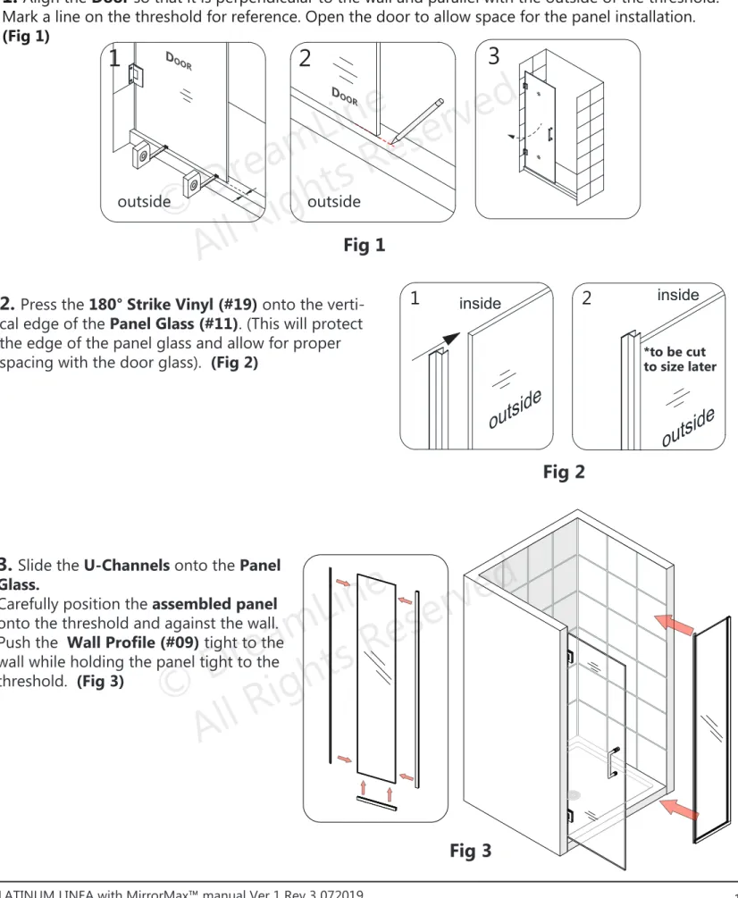 Fig 1 1 inside 2 inside *to be cut to size later Fig 2123outsideoutsideDOORDOORNOTE: