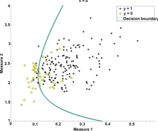 Figure 2. Decision boundary with regularization parameter λ = 0. 