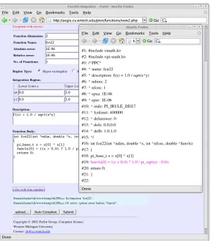 Fig. 6.1. Integrand function compilation. Error messages are shown when a submitted integrand function has errors.