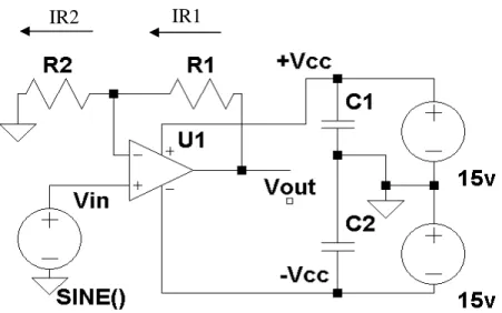 Figure 5 gives the schematic diagram for a non-inverting amplifier.  Note how the 