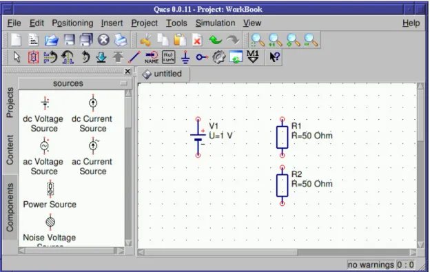 Figure 6: Components of the voltage divider place in the schematic area Wiring components