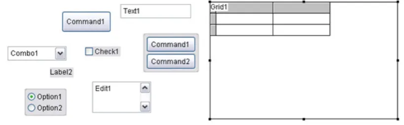 Figure 9.  Visual objects in Graphical User Interface (GUI) based programming 