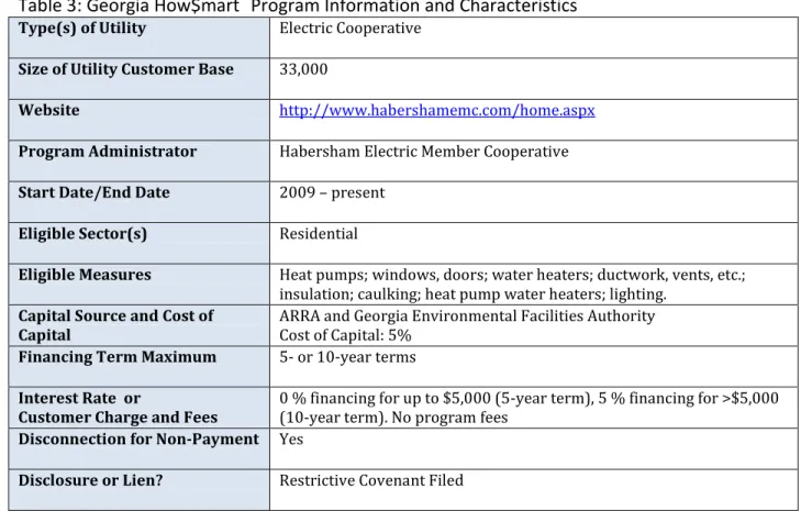 Table 3: Georgia How$mart ®  Program Information and Characteristics 