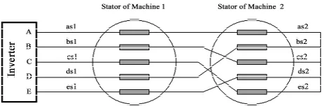 Figure 1. Two five-phase machine drive supplied by a single inverter  